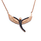 Melek Çift Renk Rose Gümüş Kolye GK-208