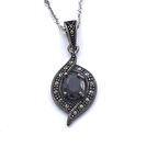 Siyah Zirkon Taşlı Tasarım Gümüş Kolye GK-248