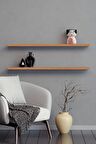 80 Cm Ikili Safir Meşe Mdf Uçan Duvar Rafı Gizli Bağlantı Kitaplık