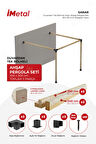 İmetal Sarar Duvardan Tek Bölümlü Hazır Ahşap Pergola Seti 90x90  mm Ahşaplar Dahil