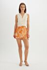 DeFacto Yüksek Bel Desenli Geniş Paça Viskon Şort Etek A8125AX24HSOG350
