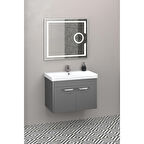 MAUNA 80 CM BANYO DOLABI LED MERCEK AYNALI ANTRASİT - BOY DOLAP HARİÇ