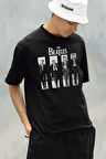 Tasarım The Beatles Baskılı Unisex Oversize Tişört