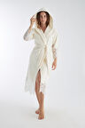 Dantelli Uzun Kapüşonlu Triga Bambu Cotton Kadın Bornoz