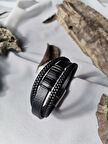 Luna Jewelry Erkek Siyah Shadow Elite 316L Çelik ve Deri Bileklik
