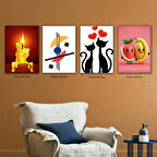 mum kedi aşk muz karpuz tabela HD baskılı 4lü kumaş baskı tablo resim