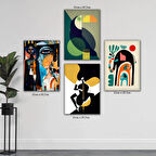 filler kuş sanatsal kadın foto tabela HD baskılı 4lü kumaş baskı tablo resim