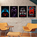 hacker danger siyah panter gamer tabela HD baskılı 4lü kumaş baskı tablo resim