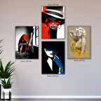 kadın marilyn moda şık silüet tabela HD baskılı 4lü kumaş baskı tablo resim