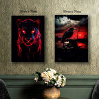 karga cehennem kaplan kanvas tuval tablo resim 2 adet 50x70 HD baskı