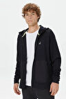 Erkek Nautica Standart Fit Kapüşonlu Sweatshirt - Siyah | XS