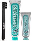 Marvis Anise Mint Anason & Nane Aromalı Beyazlatma Doğal Diş Macunu 85 ml & Diş Macunu 25 ml ve Diş Fırçası 