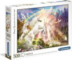 Clementoni 35054 Yetişkinler Puzzle Gün Batımında Tek Boynuzlu Atlar (Sunset Unicorns) 500 Parça