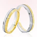 Harem Altın Sarı Beyaz Altın Alyans 8008