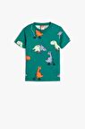 Koton Erkek Bebek Tişört Kısa Kollu Bisiklet Yaka Dinozor Grafik Baskılı Pamuklu