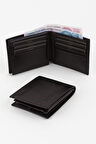 Kutulu Hakiki Deri Siyah Yatay Erkek El Portföyü Cüzdan