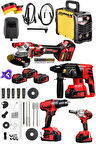 5IN1 5'li 10Pil 21V Profesyonel Set 200A İnvertör Kaynak  Şarjlı Matkap  Somun Sıkma Kırıcı Taşlama