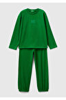 Erkek Çocuk Yeşil Logo İşlemeli Pijama Takımı