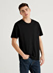 Benetton Bisiklet Yaka Siyah Erkek T-Shirt 123P3JE1J19A5