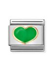 Composable Classic Dekoratif Link - Aşk - Yeşil kalp - (23 Green Apple heart) 18K Altın