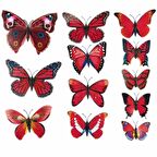 Ev Dekorasyon 3D PVC Kelebek 12 li Duvar Süsleme Model M