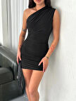 Tek omuz mini elbise 3916