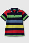 United Colors of Benetton Erkek Çocuk Çizgili Polo T shirt Mix 39QAG300V