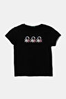 Kız Çocuk Siyah Simli Logo Baskılı T-Shirt