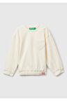 Benetton Kız Bebek Ekru Kalpli Sweatshırt