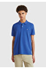 Erkek Saks Mavi Regular Fit Kısa Kollu Polo T-Shirt