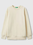Benetton Baskılı Erkek Çocuk Krem Sweatshırt 3J68C10QK