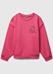 Benetton Baskılı Kız Çocuk Pembe Sweatshırt 3J68C10Q0
