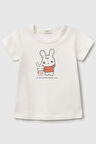 United Colors of Benetton Kız Bebek T shirt Ekru 3I9WA1062