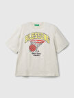 Benetton Erkek Çocuk Basketbol Baskılı Tshirt 6-14 Yaş Gri