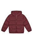 Erkek Çocuk Bordo Logo İşlemeli Kalın Mont