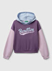 Benetton Baskılı Kız Çocuk Mor - Mavi Sweatshırt 3J68C204W