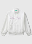 Benetton Nakışlı Kız Çocuk Ekru Sweatshırt 3J68C505D