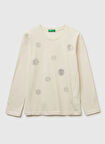 Benetton Nakışlı Ekru Kız Çocuk T-Shirt 3ATNC10RF