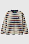 United Colors of Benetton Erkek Çocuk 3FNLC10QB-25K  Uzun Kol Çizgili Tshirt Mix