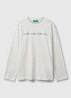 Benetton Baskılı Ekru Erkek Çocuk T-Shirt 3I1XC10Q3