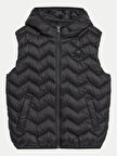 Erkek Çocuk Siyah Logo İşlemeli Puffer Yelek