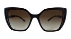 DOLCE&GABBANA  6138 3185/13 55  Kadın KAHVE Çekik Çerçeve Güneş Gözlüğü