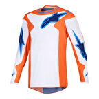 Alpinestars Fluid Grid Off-Road Motosiklet Jerseyi Oranj  Mavi  Beyaz