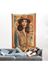 Şapkalı Güzel Retro Kadın Duvar Örtüsü-8070