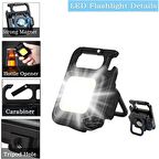 30 Ledli Mini El Feneri 4 Modlu Flash Çok Amaçlı Anahtarlık Su Geçirmez Şarjlı Mıknatıslı Led Işık Fonksiyonel Kamp Cep Işığı 1000 Lümen