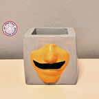 Uretti - Pınar 2572 - Özel Tasarım El Yapımı Erkek Yüz Kare Saksı 9cm - Renkli