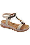 Celira Akç A27 Krem Günlük Kadın Sandalet Ayakkabı