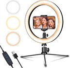 Gaman Tripodlu Youtuber Selfie Led Işıklı Masaüstü 10inç Tripod (26 CM) Kuaför Makyaj Işığı Tiktok Işığı