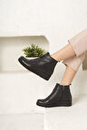 Büyük Numara Rahat Günlük Fermuarlı Derı Kadın Bot