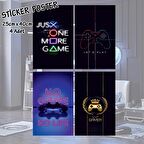 game oyuncu joystick vip oyuncu odası - 4 adet yapışkanlı poster sticker etiketler - dolap cam oda için